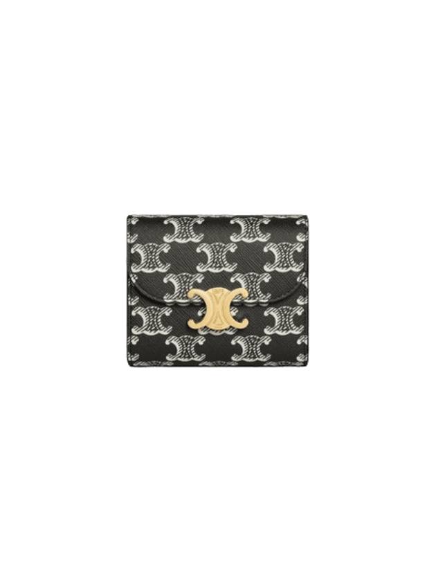 Triomphe Small Canvas Two-Tone Half Wallet Black - CELINE - BALAAN 1