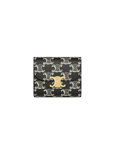 Triomphe Small Canvas Two-Tone Half Wallet Black - CELINE - BALAAN 1