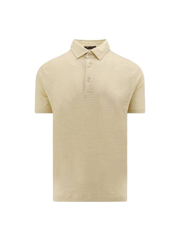 Linen Polo Shirt Beige - LORO PIANA - BALAAN 1
