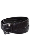 Intrecciato Leather Belt Black - BOTTEGA VENETA - BALAAN 2