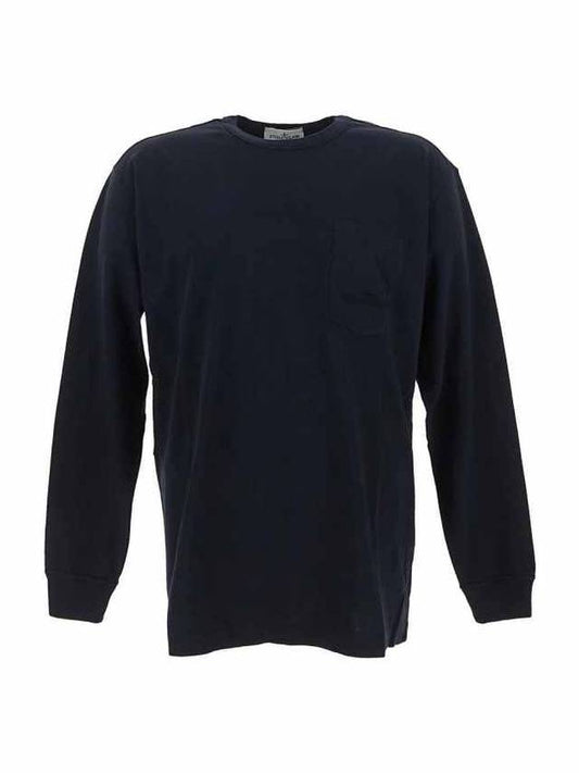 Cotton Jersey Long Sleeve T Shirt Navy - STONE ISLAND - BALAAN 2