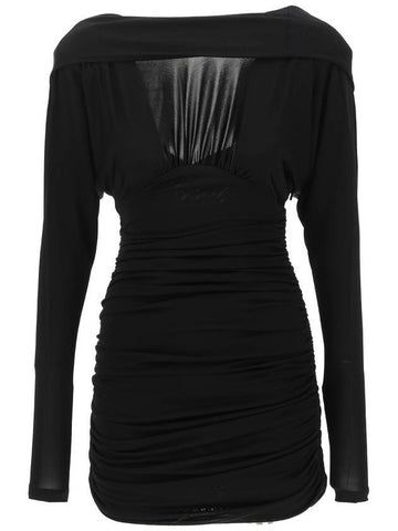 Women's Coil Lurex Jersey Short Dress Black - SAINT LAURENT - BALAAN 1