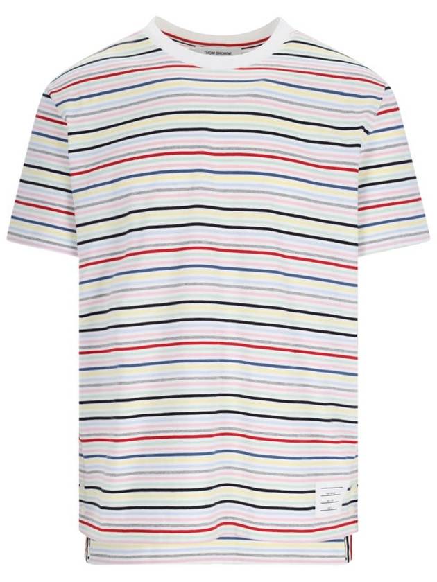 Men's Striped Midweight Jersey Short Sleeve T-Shirt White - THOM BROWNE - BALAAN 2