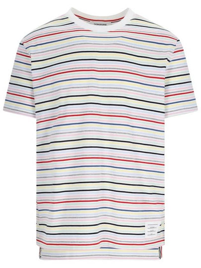 Men's Striped Midweight Jersey Short Sleeve T-Shirt White - THOM BROWNE - BALAAN 2