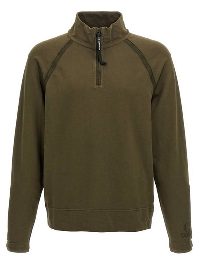 Light Fleece Half Zipped Sweatshirt Green - CP COMPANY - BALAAN 2