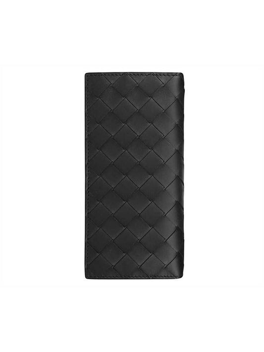 Intrecciato Calfskin Long Wallet Black - BOTTEGA VENETA - BALAAN 1