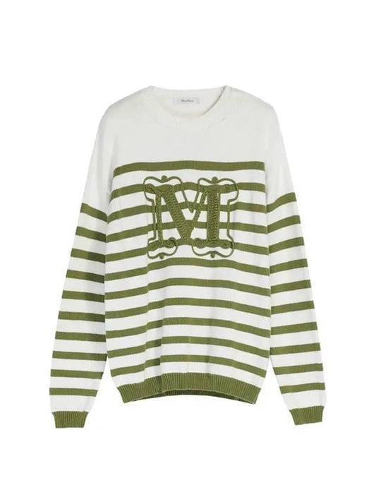 Women's Ragno Striped Knit Top Green - MAX MARA - BALAAN 1