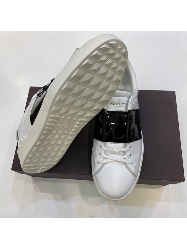 Black Enamel Hidden Low Top Sneakers White - VALENTINO - BALAAN.