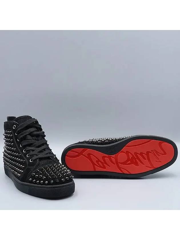 LOUIS FLAT VEAU VELOURS Black Suede Spike Men s High Top Sneakers Size 42 - CHRISTIAN LOUBOUTIN - BALAAN 3