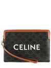 Small Pouch With Strap Signature In Triomphe Canvas With  Print Tan - CELINE - BALAAN 2