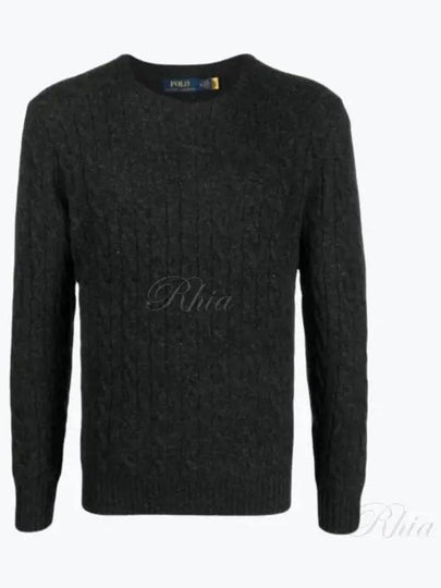 Embroid Logo Cable Knit Top Dark Grey - POLO RALPH LAUREN - BALAAN 2