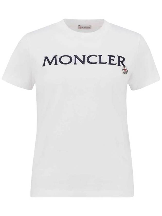 Moncler Women s Chest Logo Short Sleeve T Shirt White 8C00006 829HP 037 - MONCLER - BALAAN 2