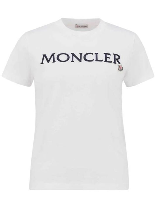 Moncler Women s Chest Logo Short Sleeve T Shirt White 8C00006 829HP 037 - MONCLER - BALAAN 2