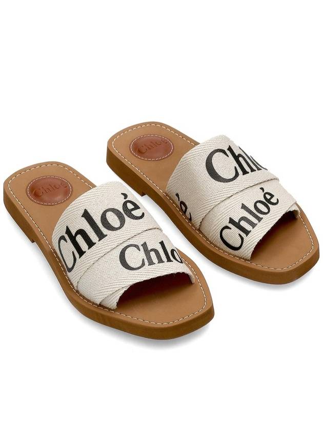 Woody Logo Flat Mule Slippers White - CHLOE - BALAAN 2