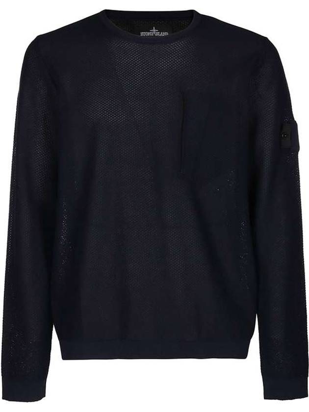 Men's Shadow Project Crewneck Lambswool Knit Top Navy - STONE ISLAND - BALAAN 1