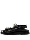 Sandals Crumpled Shiny Lambskin Black - CHANEL - BALAAN 3