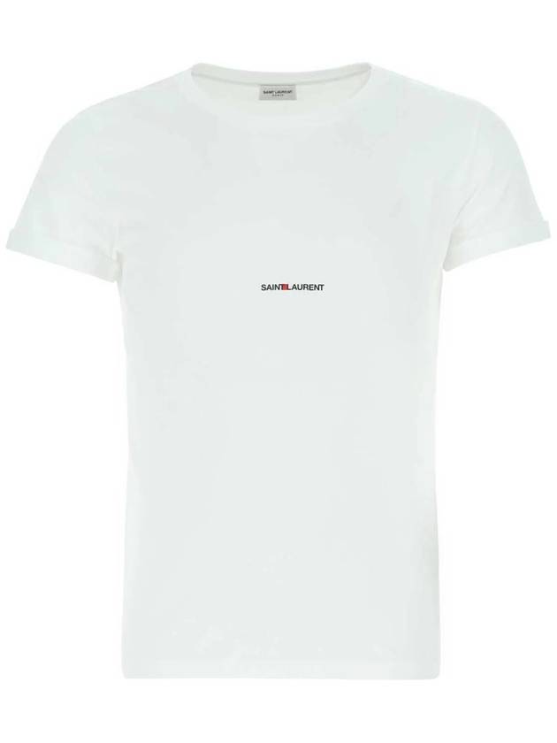 Men's Small Logo Short Sleeve T-Shirt White - SAINT LAURENT - BALAAN 2