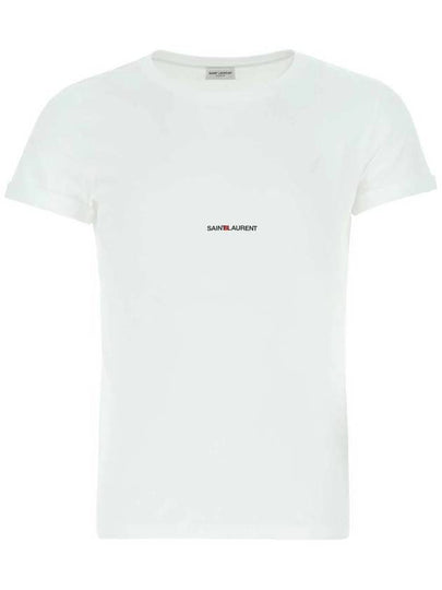 Men's Small Logo Short Sleeve T-Shirt White - SAINT LAURENT - BALAAN 2