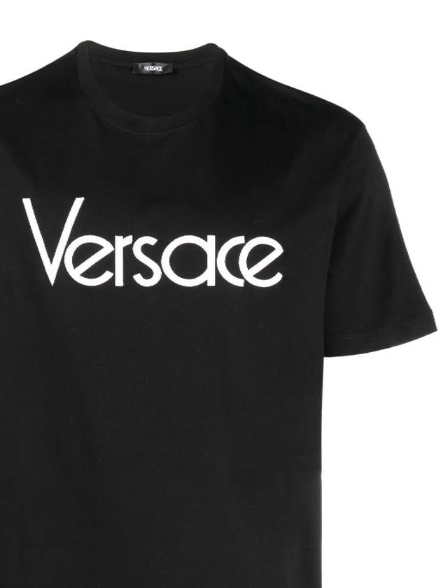 Logo Crewneck Short Sleeve T-Shirt Black - VERSACE - BALAAN 3