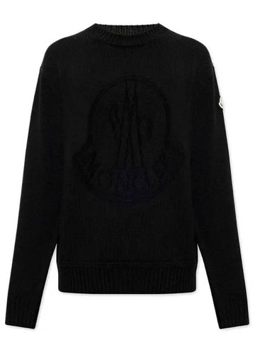 9C00020 M1282 999 Big Logo Knit Black Sweater Moncler - MONCLER - BALAAN 1