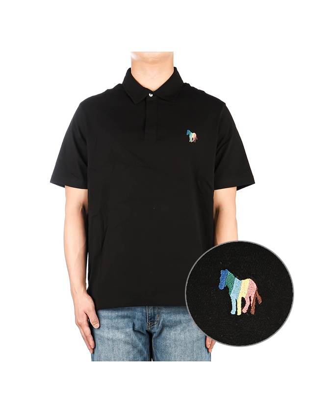 Men's Collar Short Sleeve T-Shirt Black - PAUL SMITH - BALAAN 2