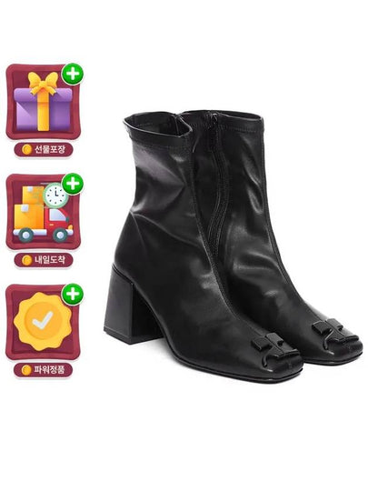 24 season Courrèges big logo leather ankle boots black - COURREGES - BALAAN 2