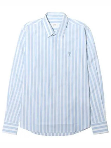 Tonal heart logo striped shirt - AMI - BALAAN 1