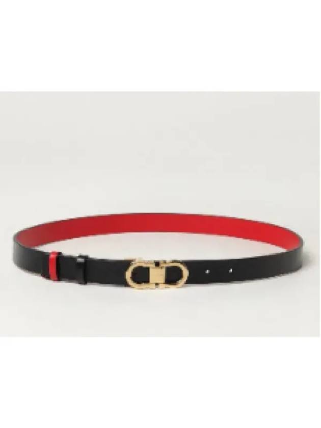 Reversible Gancini Leather Belt Black Flame Red - SALVATORE FERRAGAMO - BALAAN 2