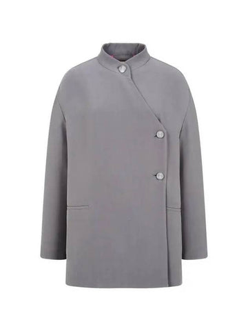 Armani Wonder Week 10 Women s Unbalanced Button Silk Jacket Dark Gray 271173 - GIORGIO ARMANI - BALAAN 1