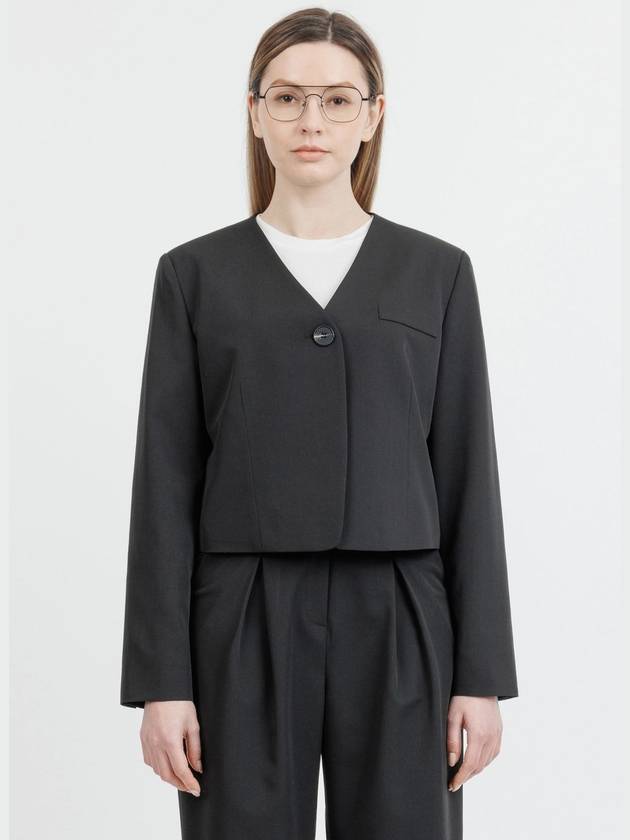 Colin Office Set Up V-Neck Crop Jacket Black - RAMUSTUDIO - BALAAN 3