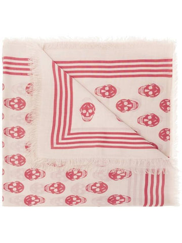 Biker Red Skull Scarf White - ALEXANDER MCQUEEN - BALAAN 1