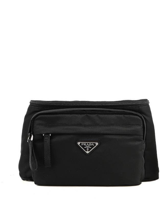 Testo Triangle Logo Nylon Belt Bag Black - PRADA - BALAAN 2