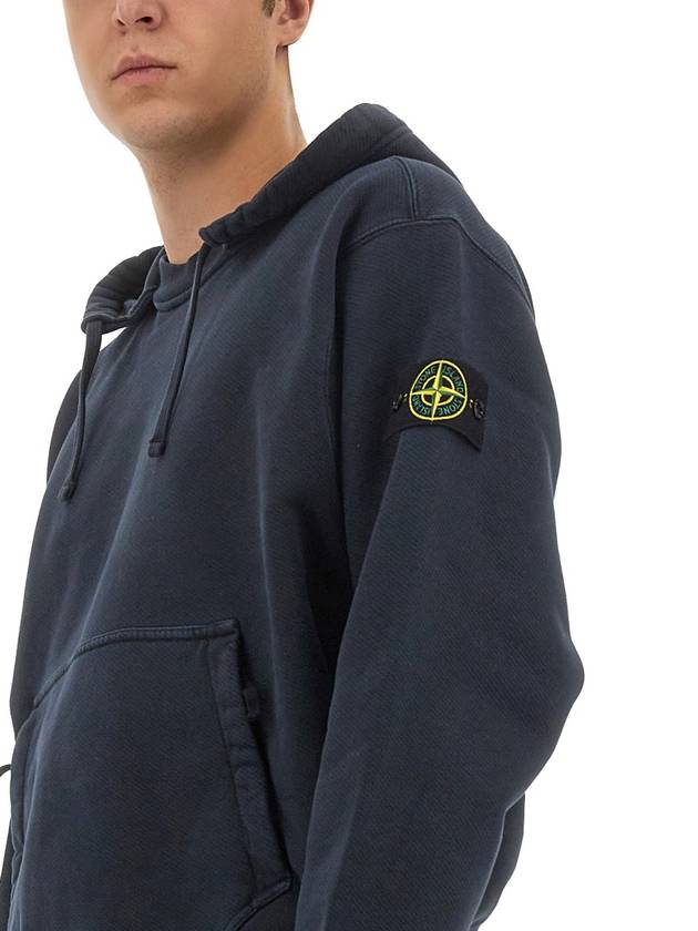 Men's Oversized Cotton Hoodie Navy - STONE ISLAND - BALAAN 6