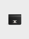 Triomphe Compact Shiny Calfskin Half Wallet Silver Black - CELINE - BALAAN 2