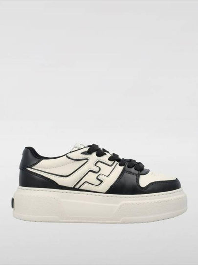 Match Leather Platform Low Top Sneakers Black - FENDI - BALAAN 2