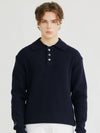 Lambswool collar button point knit DKNAVY - 20THHOLE - BALAAN 1