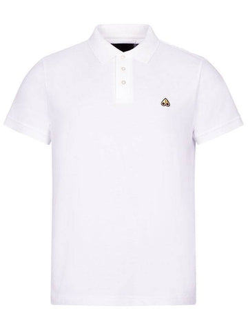 Men's Logo Patch Short Sleeve Polo Shirt White - MOOSE KNUCKLES - BALAAN 1