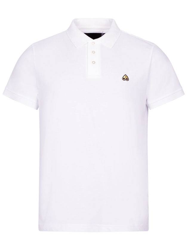 Men's Logo Patch Short Sleeve Polo Shirt White - MOOSE KNUCKLES - BALAAN 1