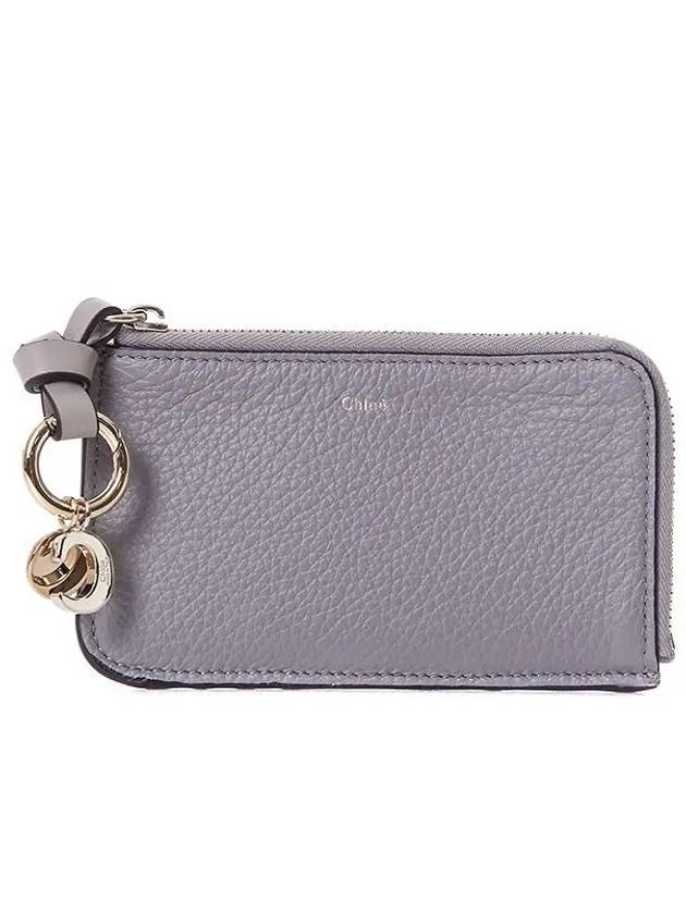 Alphabet Half Zipper Leather Card Wallet Grey - CHLOE - BALAAN 2