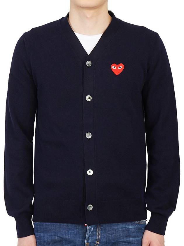 Play Red Waffen V-neck Cardigan Navy - COMME DES GARCONS - BALAAN 2