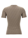 FF Viscose Short Sleeve Sweater Ash - FENDI - BALAAN 3