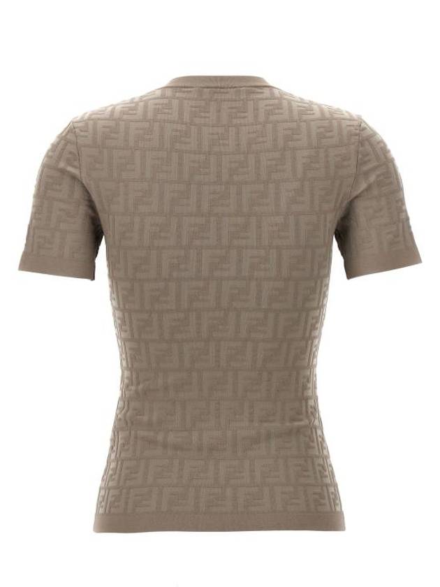 FF Viscose Short Sleeve Sweater Ash - FENDI - BALAAN 3