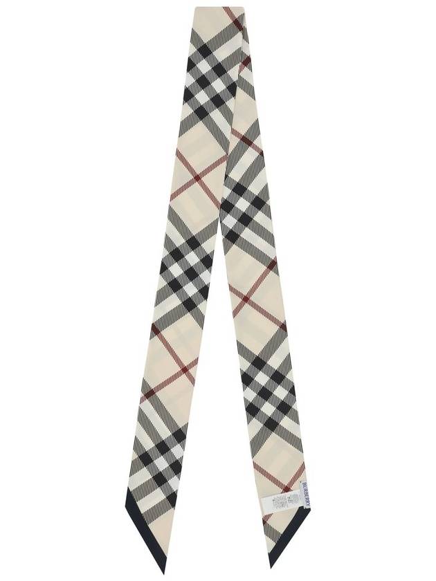 Skinny Check Silk Scarf Beige - BURBERRY - BALAAN 2