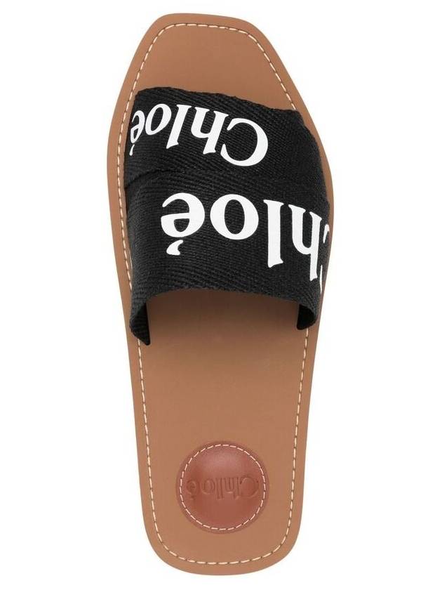 Woody Logo Flat Mule Slippers Black - CHLOE - BALAAN 5