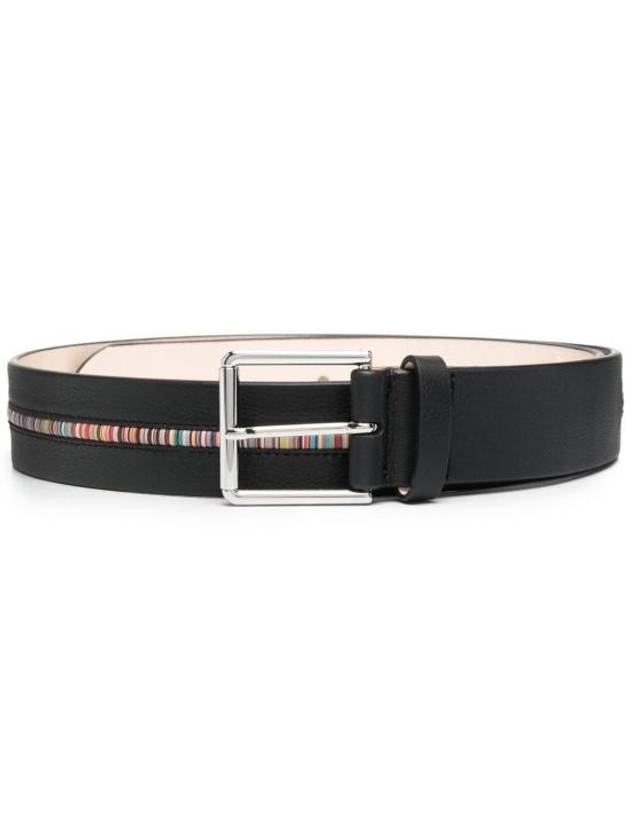 Signature Striped Leather Belt Black - PAUL SMITH - BALAAN 2