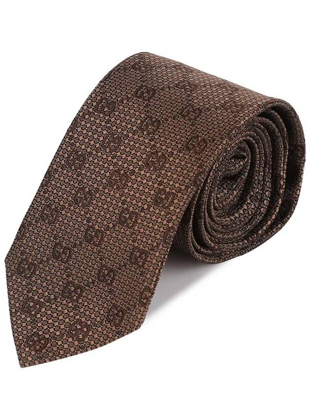 GG Silk Jacquard Tie Brown - GUCCI - BALAAN 7