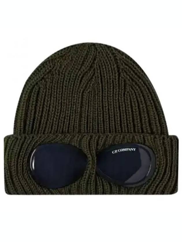 Goggle Detail Ribbed Beanie Green - CP COMPANY - BALAAN 2