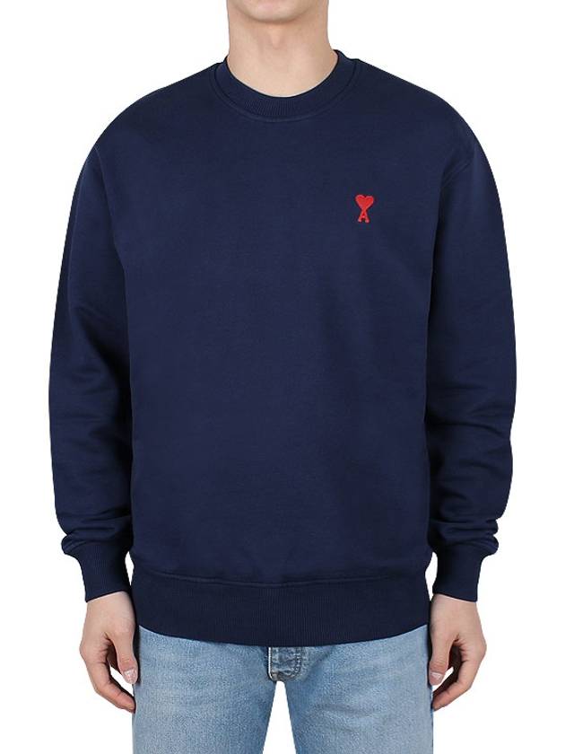 Small Heart Logo Sweatshirt Navy - AMI - BALAAN 3