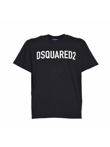 Logo Print Short Sleeve T Shirt Black - DSQUARED2 - BALAAN 1