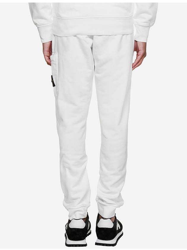 Men's Cotton Wappen Patch Pocket Track Pants White - STONE ISLAND - BALAAN.